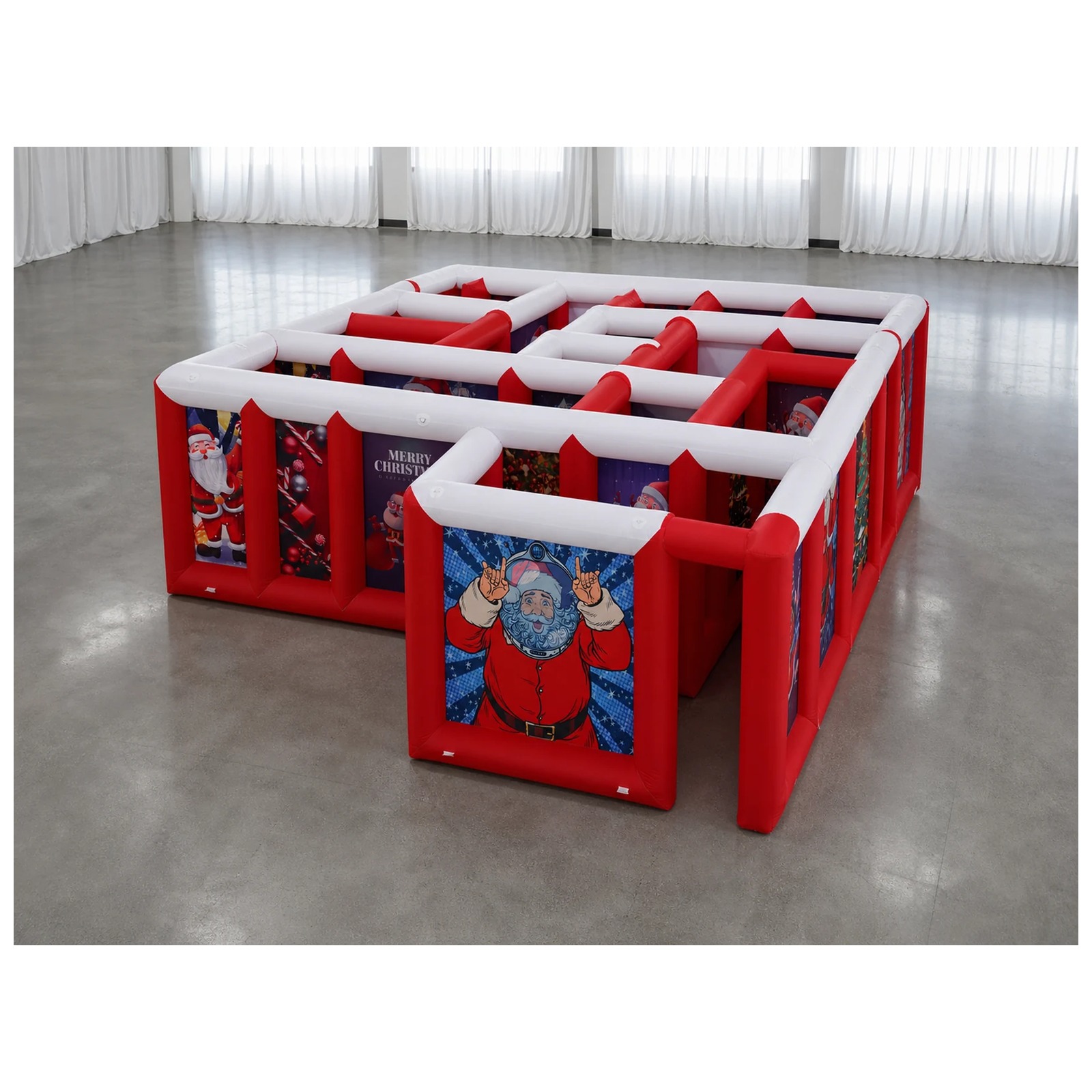 Party Games Kids - Duży czerwono-biały dmuchany labirynt z płaskim